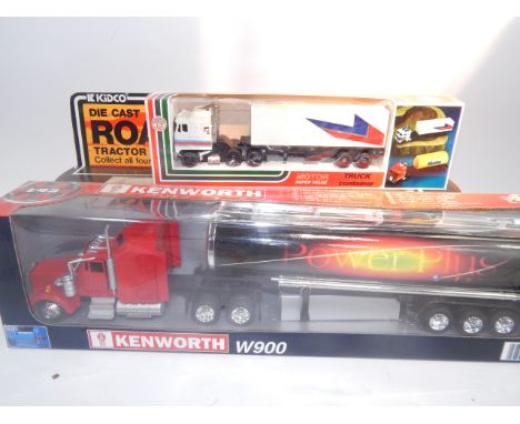 Three Kenwood model trucks, 1:43 scale and a selection of die-cast model trucks. (2 boxes)