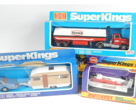 A Matchbox Superkings K-69 caravan touring set, a K-16 petrol tanker, a K-16 Texaco tanker and a K-22 hovercraft, boxed (4).