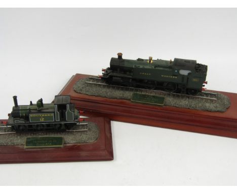 A Doverdale design, steam memories, scale model of a GWR Prarie Tank Engine, 2-6-2, green livery, and a Southern Railway mode