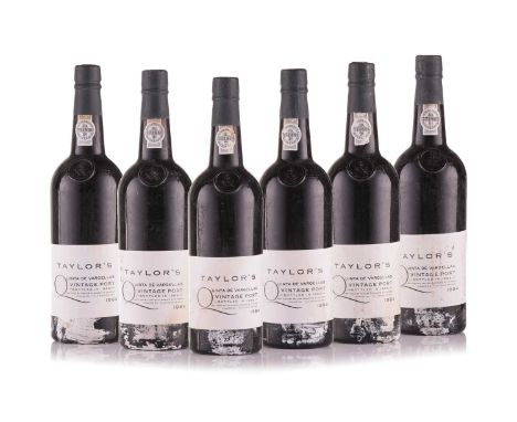 Six Bottles of Taylor's Quinta de Vargellas Vintage Port, 1984, bottled in 1986, OWCCellar In BlackheathInto Neck. Splash Mar
