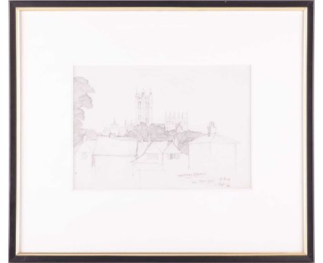 Charles Rennie Mackintosh (1868-1928) Scottish, Architectural Sketch: Canterbury Cathedral from Slaters Yard, signed 'C R. M'
