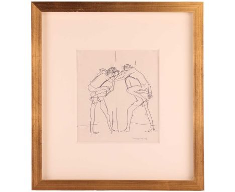 Keith Vaughan (1912-1977), 'Revellers in Trafalgar Square, New Year's Eve 1964', pencil, signed, inscribed and dated '64 to l