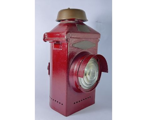 An L.M.S red Adlake No.22 crossing gate lamp, no interior 