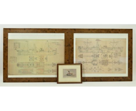 A photographic copy of the blue print for S.S. Hull & York, 32 x 49cm and a similar example for the S.S. Borodino, together w