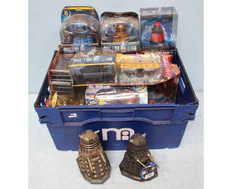A large collection of various Dr Who items, all relating to Daleks, including an infrared battle RC Dalek, a Dalek strategist