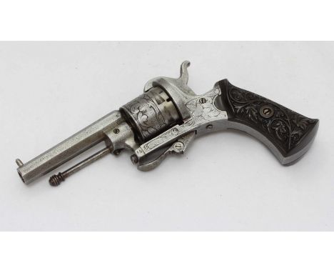 A 19th century Guardian American 1878 7mm six-shot pinfire revolver, 3-inch octagonal sighted barrel, side-mounted clearing r