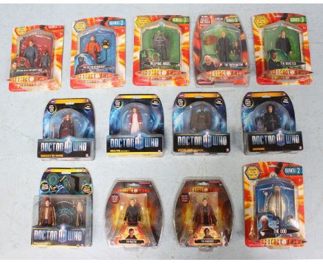 A collection of 13 Dr Who figurines from varying era's, including the master, the narrator and Hawthorne, all in original bli