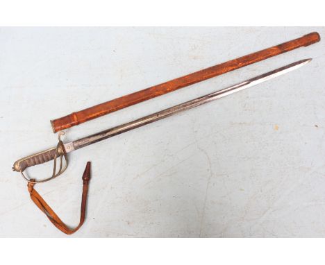 A Royal Artillery Officer's 1821 pattern dress sword, with 33-inch single-edged pipe-back blade, two-thirds fullered, the las