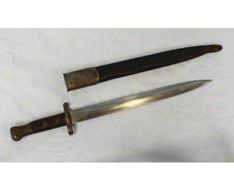 A late Victorian Enfield bayonet with original leather scabbard