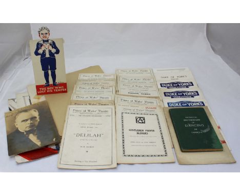 A small quantity of various Theatre programmes including ones from the Duke of York's theatre and "The boy who lost his tempe