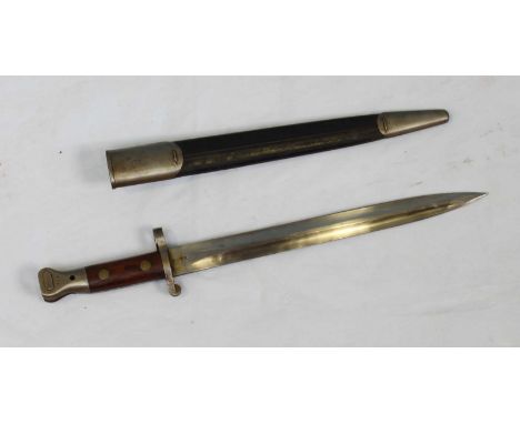 A scarce British 1907 pattern bayonet by R. Mole, 12-inch double-edged and double fullered blade with war department markings