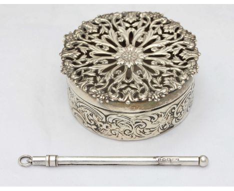 An Edwardian pierced Silver potpourri pot, of circular form, hallmarked Birmingham 1907 and made by William Comyns & Sons Ltd