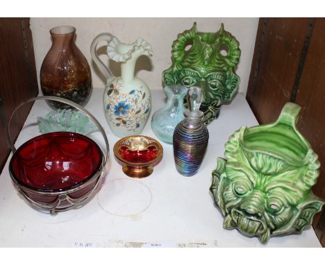 SECTION 22. A small collection of various glassware, including scent bottle, posy vase and silver plated ruby glass basket, t