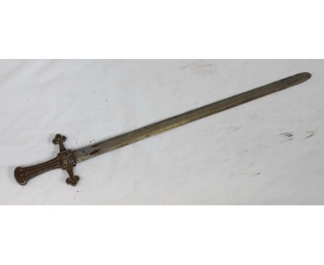 A 1856 Pattern British Army Bugler or Drummer's Sword, 23 1/4-inch double-edged blade with War department stamp, crowned 'E47