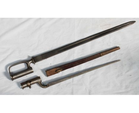 An early 19th century East India Company Sword Bayonet, with 22" single-edged double-fullered blade, 4.5" x 7/8" socket, and 