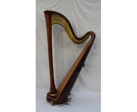 A modern Russian Cecilia 46 string harp, by Lunacharsky, St Petersburg with seven pedals, hexagonal waisted column and gilt h