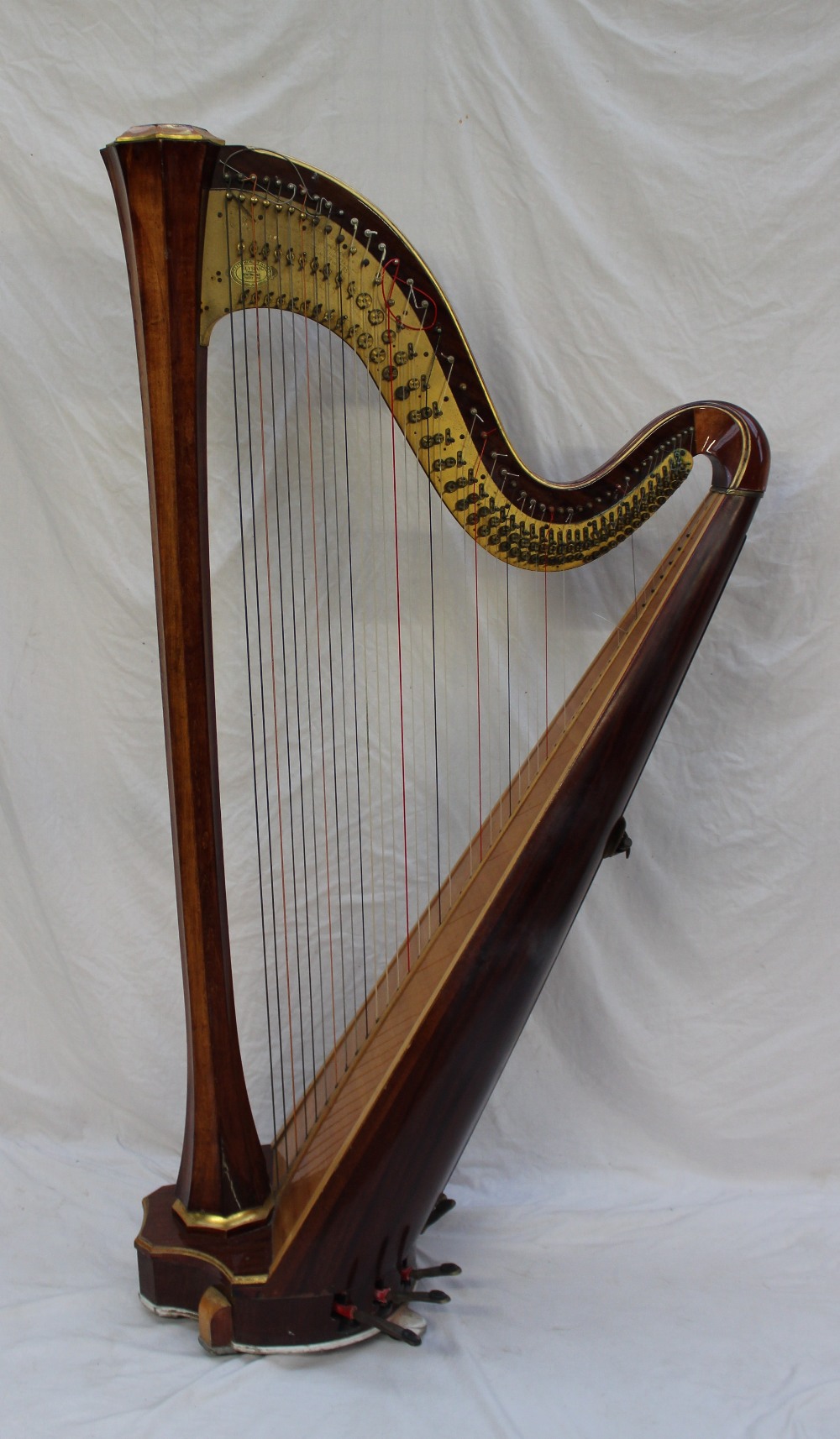 A modern Russian Cecilia 46 string harp, by Lunacharsky, St Petersburg