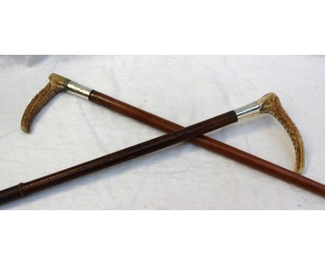 A late Victorian Merle & Co silver mounted and antler handled hunting whip, Birmingham, 1899, inscribed "To Mr John Good, Lis