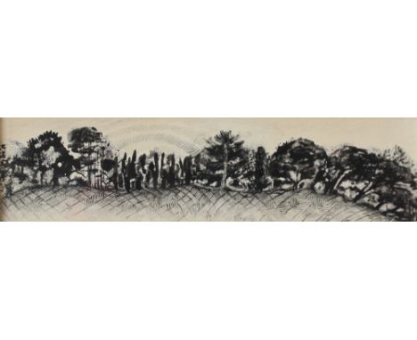 Marcia Gibson-Watt 
Skyline of trees
Sketch
Label verso
4 x 17.5cm

