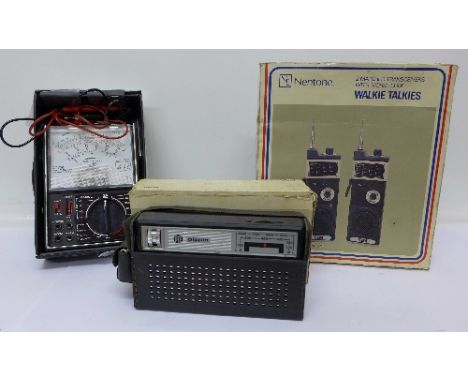 A Pye radio, an ohmmeter and Walkie-Talkies