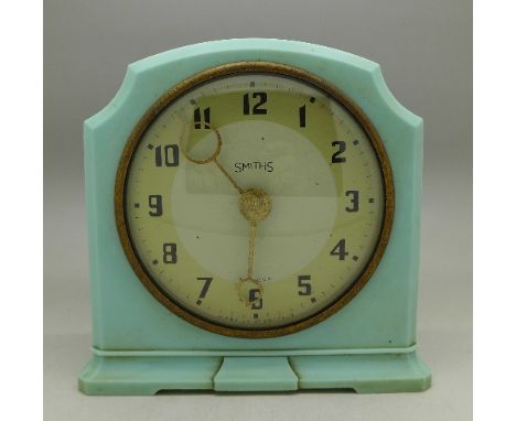 A Smiths 30 hour blue Bakelite cased clock