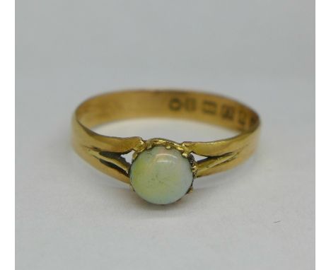 A Victorian 22ct gold and opal ring, 2g, Q