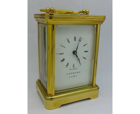 A brass carriage clock, Garrard, London, 11.5cm