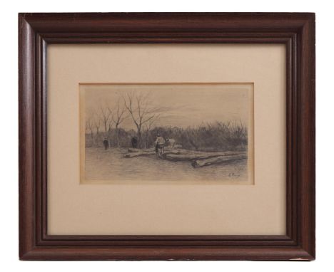 Anton Mauve (1838-1888)Foresters, etching 11x19.5 cm