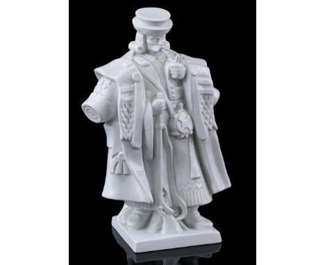 Herend Hungary, white porcelain statue of a Hungarian hussar with pipe, model number 5440, 33 cm high