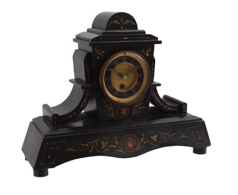 Marble mantle clock, 34 cm high, 44 cm wide