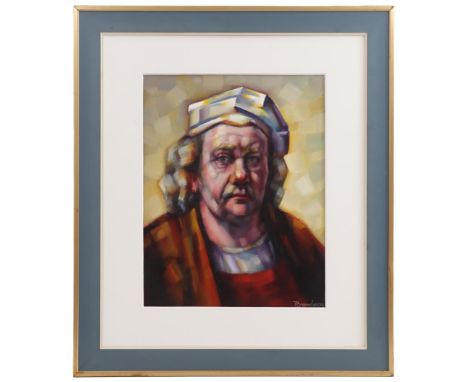 Frans Brandsen (1955-)Portrait of Rembrandt van Rijn, panel dated 2019, 48x37 cm, outside size is 76x66 cm