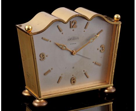 Angelus Türler Swiss table clock/travel alarm clock, case is numbered 97091, 9 cm high