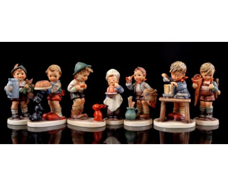 7 Goebel Hummel earthenware statues, largest 14 cm high