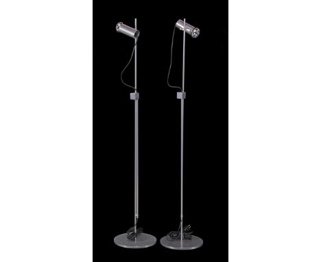 Peter Nelson (1928-2009)2 polished aluminium 1-light adjustable floor lamp, design Peter Nelson, executed by Architectural Li