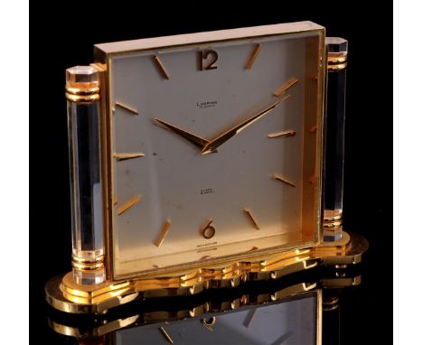 Looping Swiss table clock / alarm clock, 1950s, timepiece numbered 26861, 14 cm high