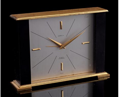 Gübelin Swiss clock/travel alarm clock, 1960s, timepiece numbered 393538, 10 cm high (bell does not sound well)