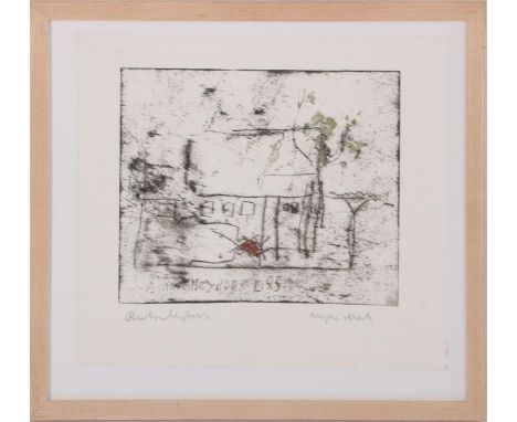 Anton Heyboer (1924-2005)Composition, etching, own print dated 1985, outside size is 44x48 cm