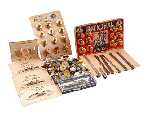 Nice collection of original vintage accessories for men's clothing, such as cufflinks, collar clips, tie pins and clips. Some