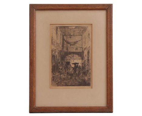 Marius Bauer (1867-1932)Bazaar in Cairo, etching 23x15 cm