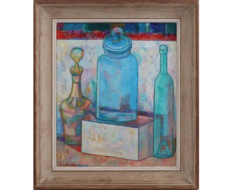 Jan Cornelis van  Holthe (Jonkheer) (1923-)Still life of stopper, carafe and bottle, board dated 29-01-1986, 55x46 cm