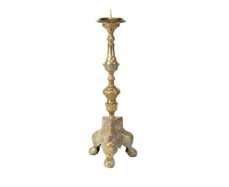 Brass pen candlestick, 104 cm high