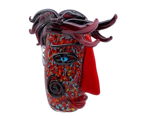 Glass vase model face, 30 cm high