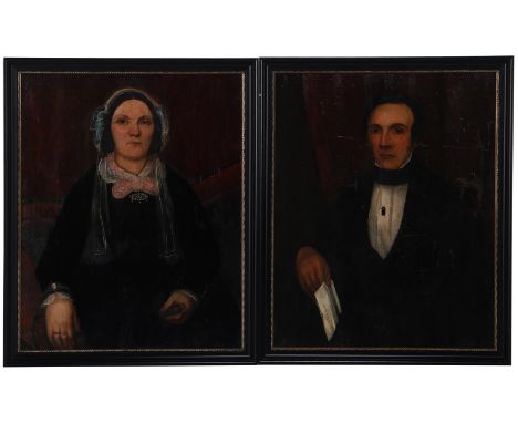 Anonymous, 2 portraits of a lady and a gentleman, according to information on the back they are Wilhelmus de Haan 1799-1869 a