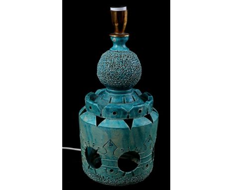Ceramic lamp base, marked Nanny R, 43 cm high