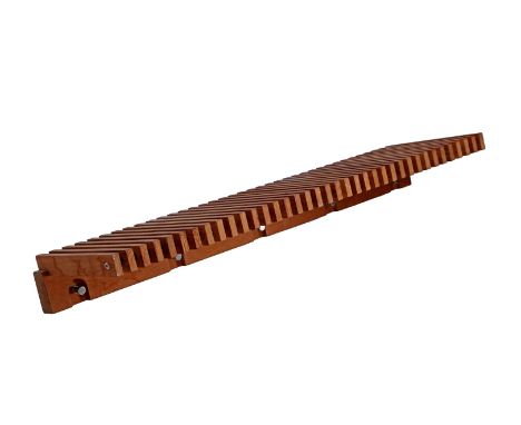 Niels Hvass (1958-)Postmodernism teak coat rack with hat shelf, design Niels Hvass executed by Trip Trap, Skagerak collection
