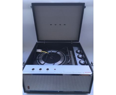 Two vintage portable record players comprising a circa 1960s Bush example and a KB radio tune time model (2).