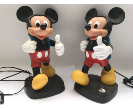 Two vintage Mickey Mouse landline telephones, approx height 36cm.