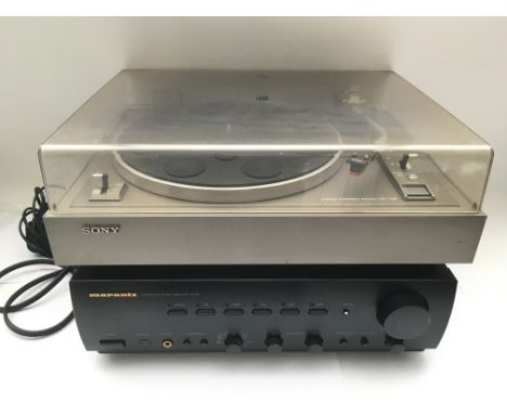 A Sony PS-1700 turntable and a Marantz PM-65 amplifier (2).