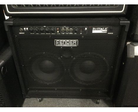 A Fender Rumble 100 amplifier.
