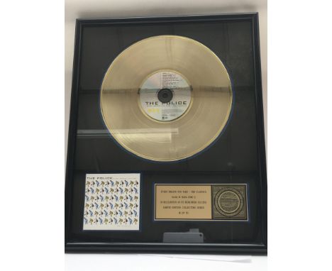 A framed and glazed limited edition gold disc and CD display in recognition for worldwide sales of the Every Breath You Take 